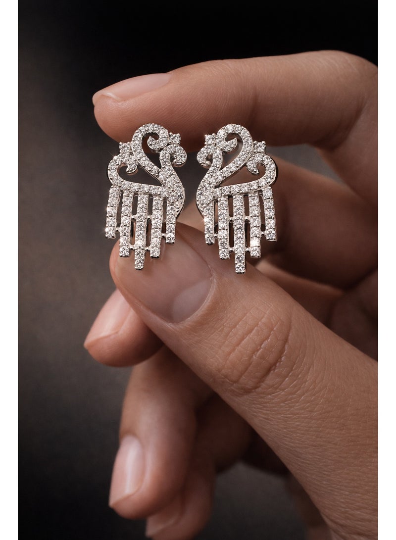 3Diamonds Platinum & Rhodium Plated Swan Earrings for Women | Zircon Stones, Anti-Tarnish - Image 3